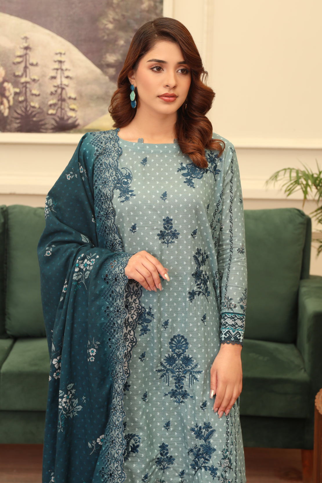 3 PIECE - PREMIUM EMBROIDERED KHADDAR - 9346