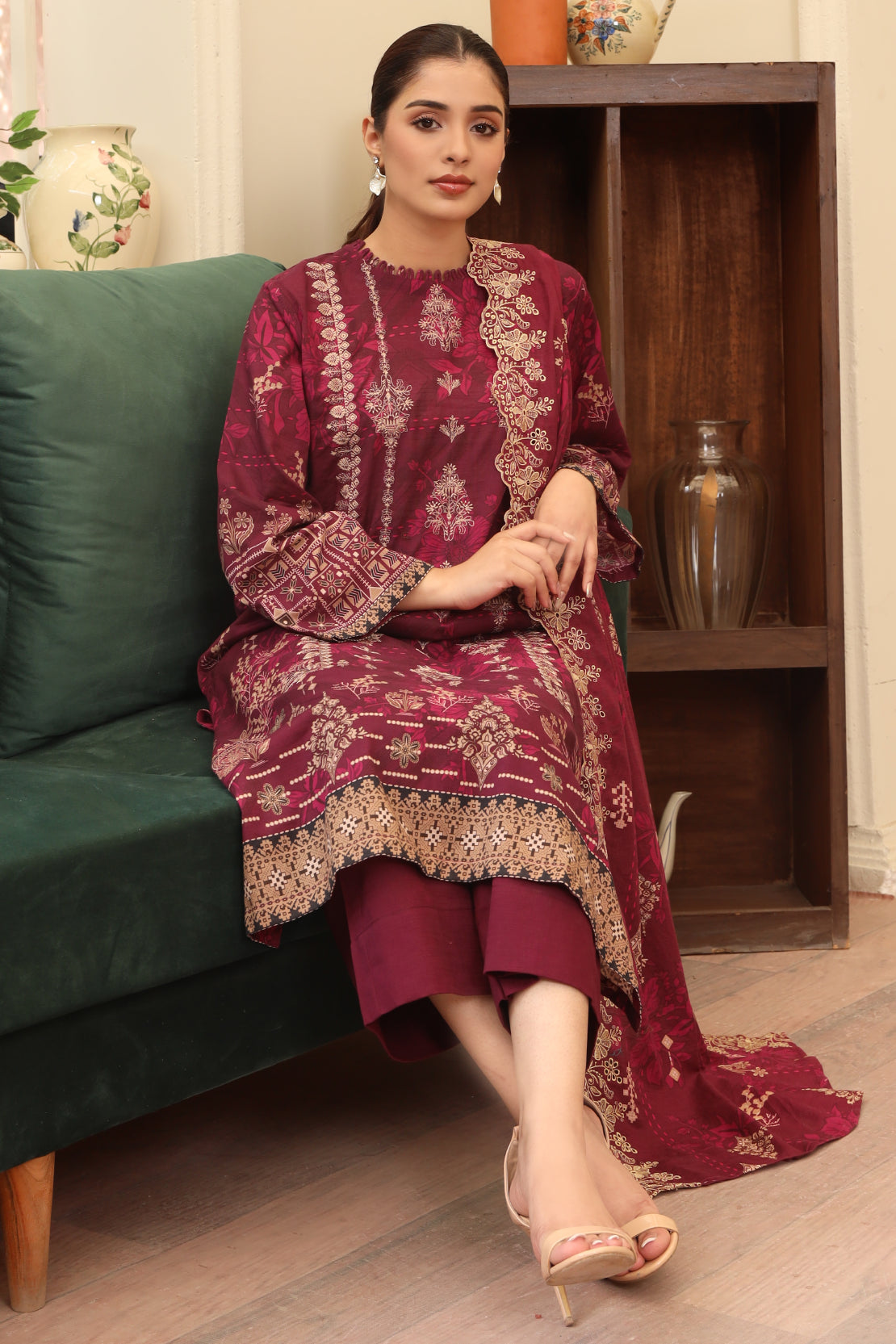 3 PIECE - PREMIUM EMBROIDERED KHADDAR - 9349