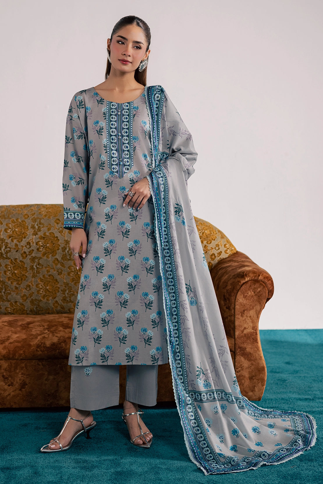3 Piece- Premium Digitally Printed Lawn - 3771