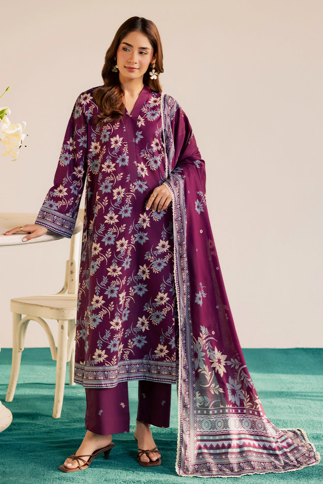 3 Piece- Premium Digitally Printed Lawn - 3780