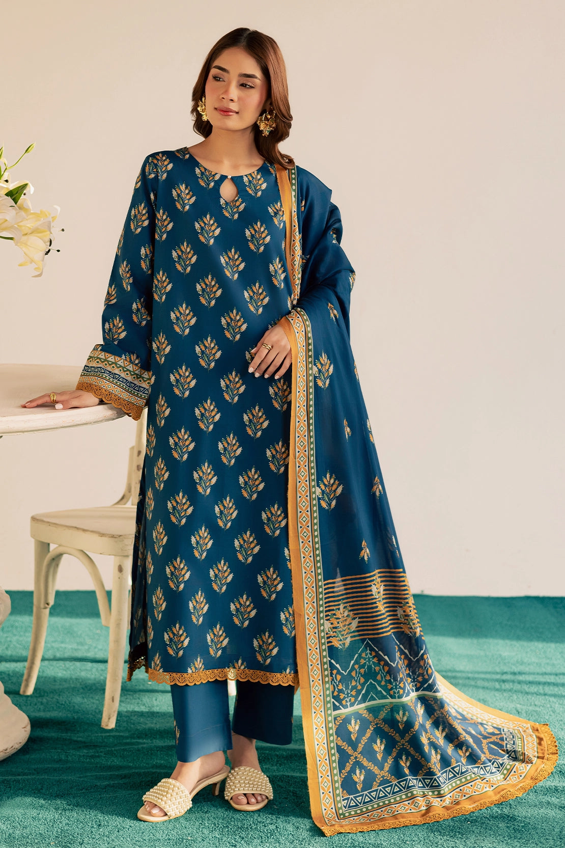 3 Piece- Premium Digitally Printed Lawn - 3774