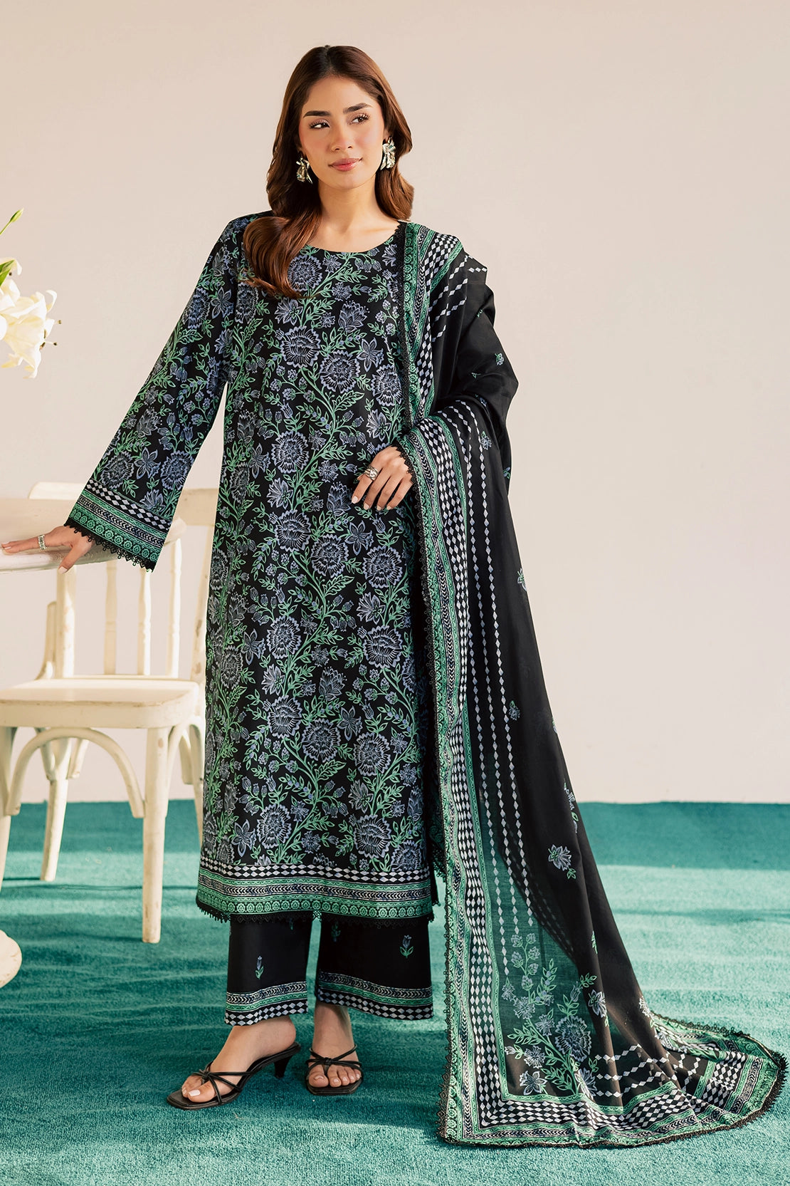 3 Piece- Premium Digitally Printed Lawn - 3777