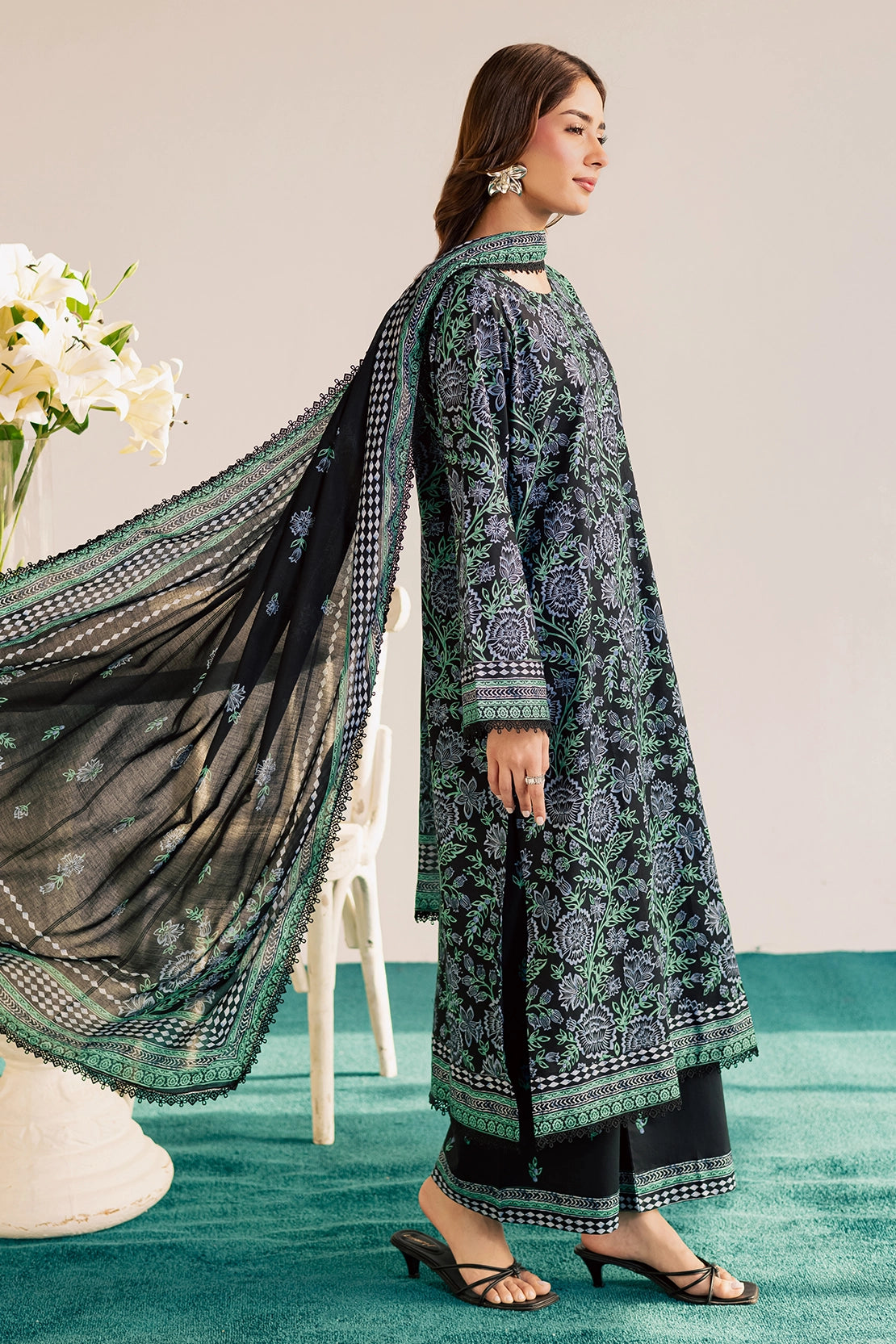 3 Piece- Premium Digitally Printed Lawn - 3777