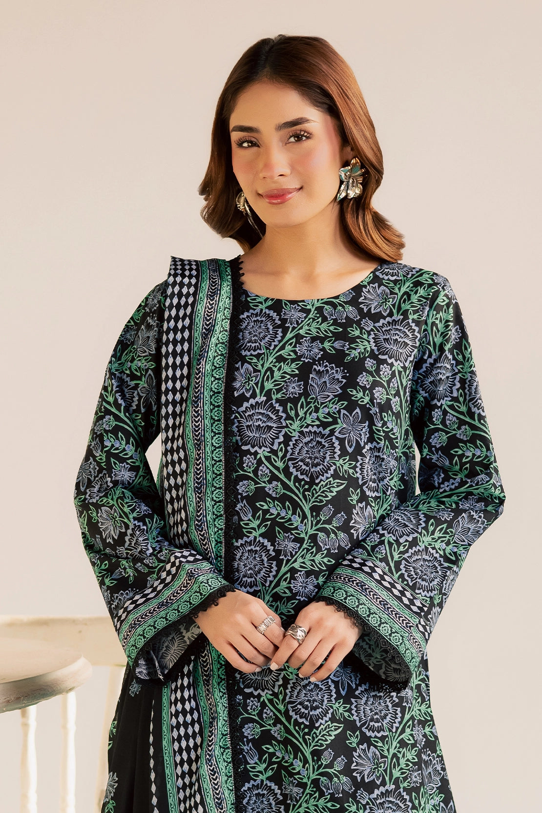 3 Piece- Premium Digitally Printed Lawn - 3777