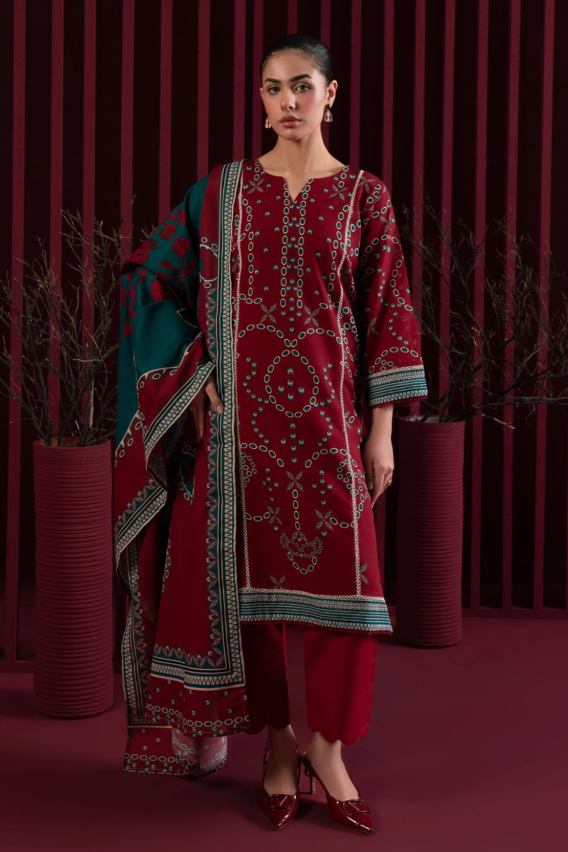 3 Piece - Digitally Printed Khaddar - 1012