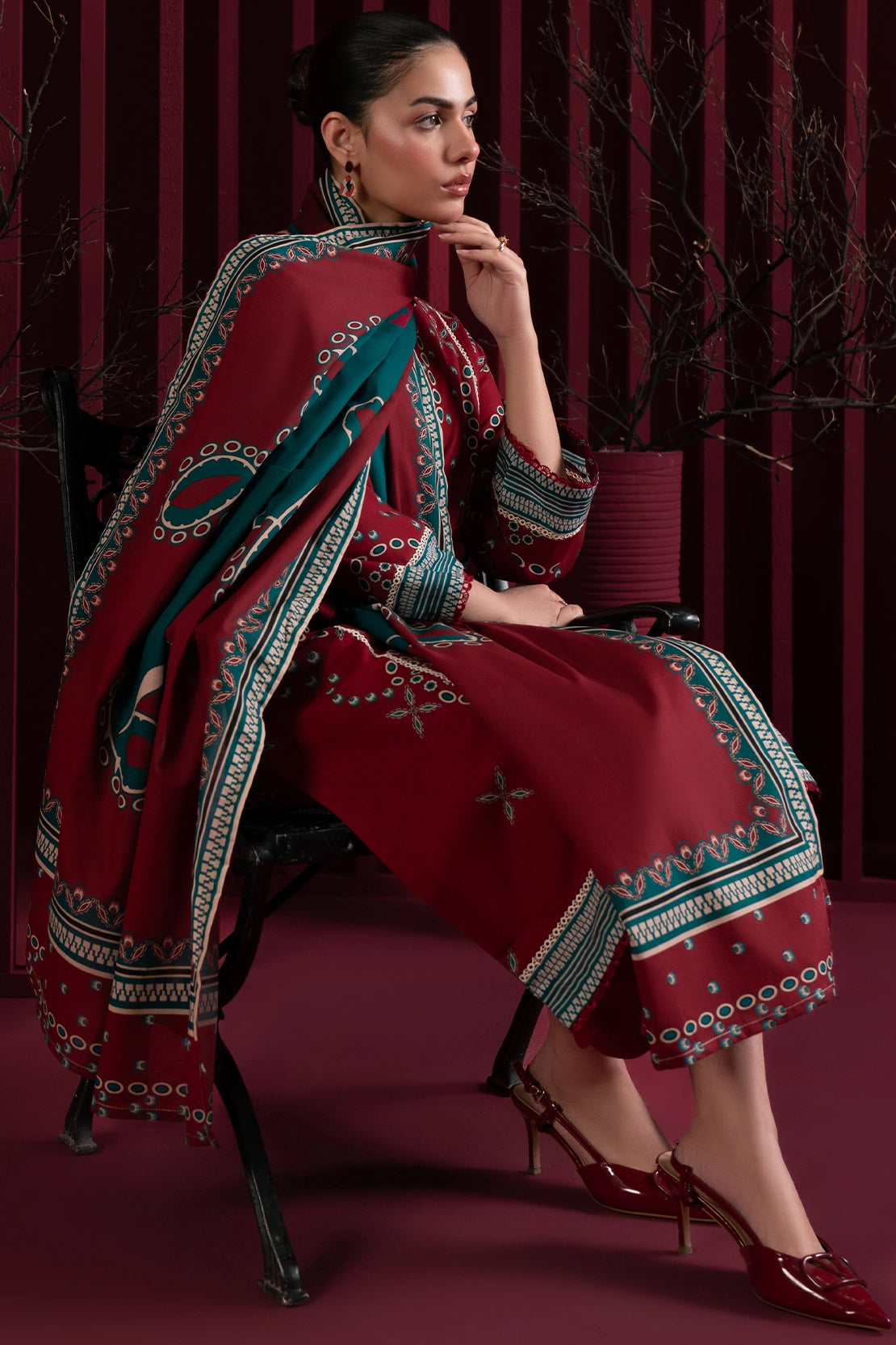 3 Piece - Digitally Printed Khaddar - 1012