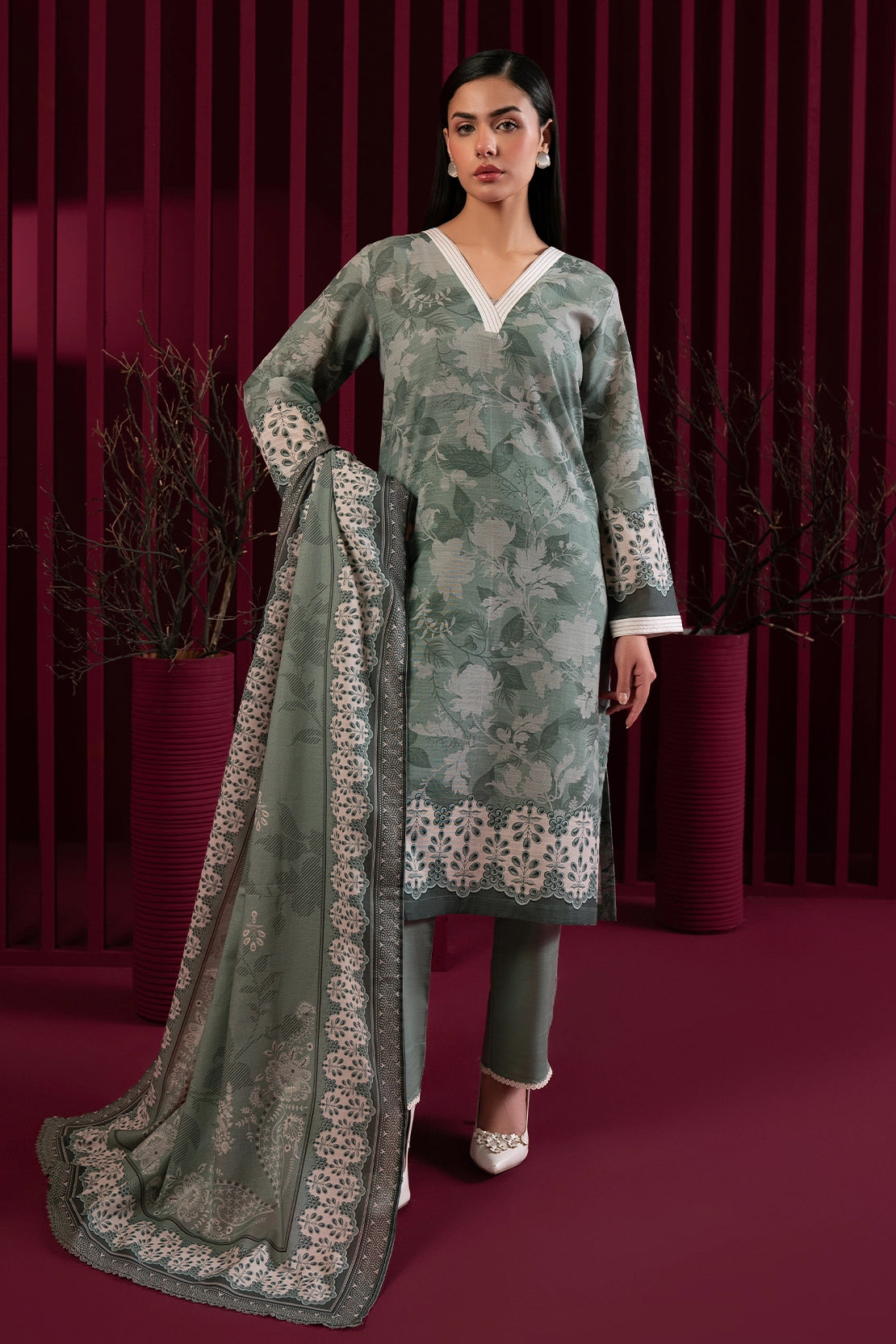 3 Piece - Digitally Printed Khaddar - 1017