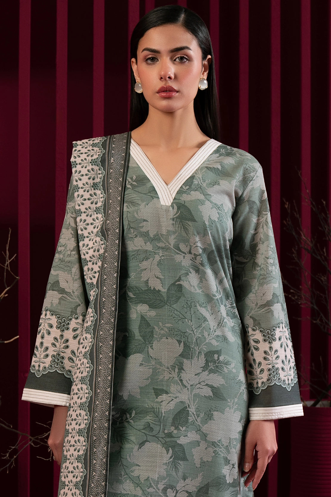 3 Piece - Digitally Printed Khaddar - 1017