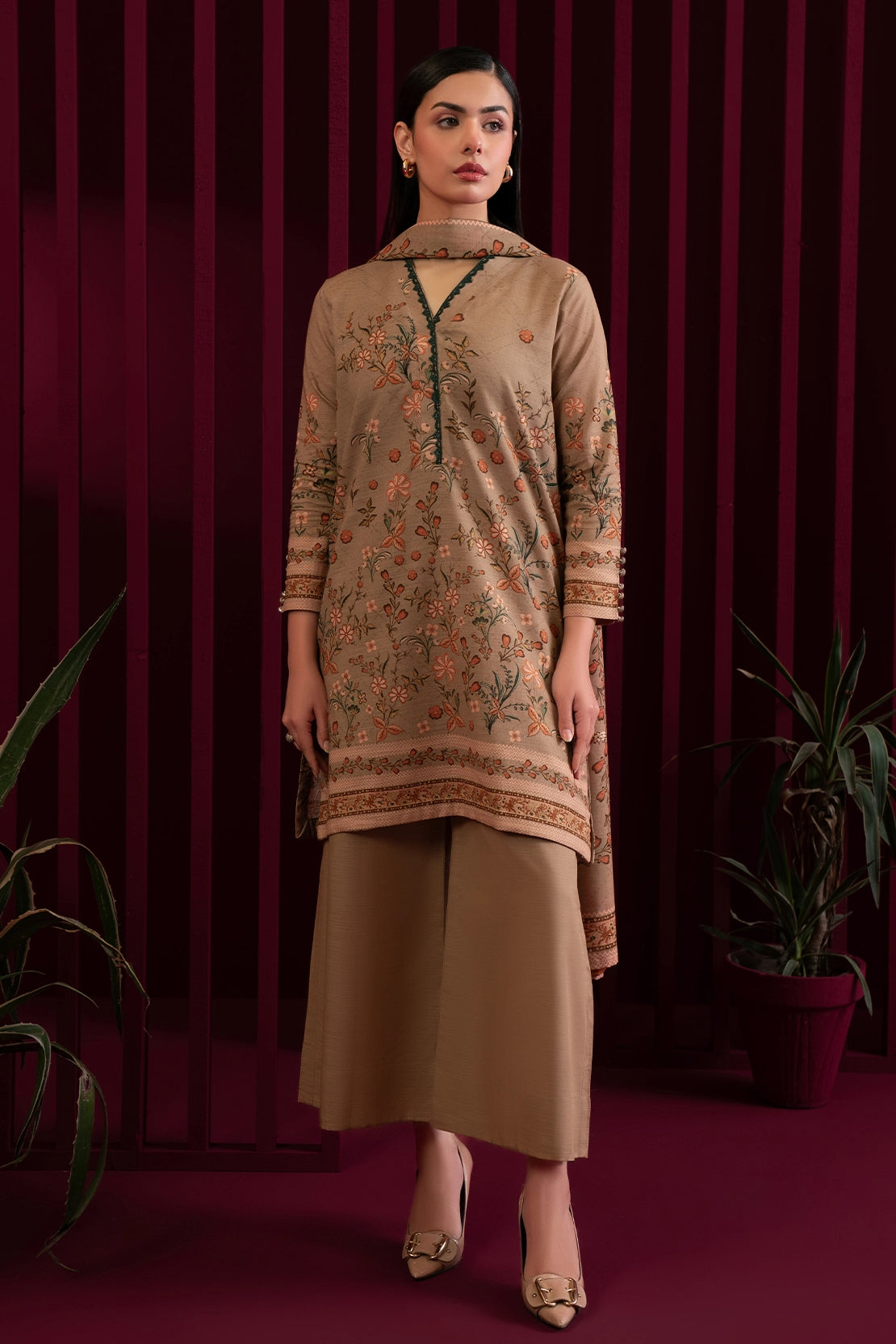 3 Piece - Digitally Printed Khaddar - 1018