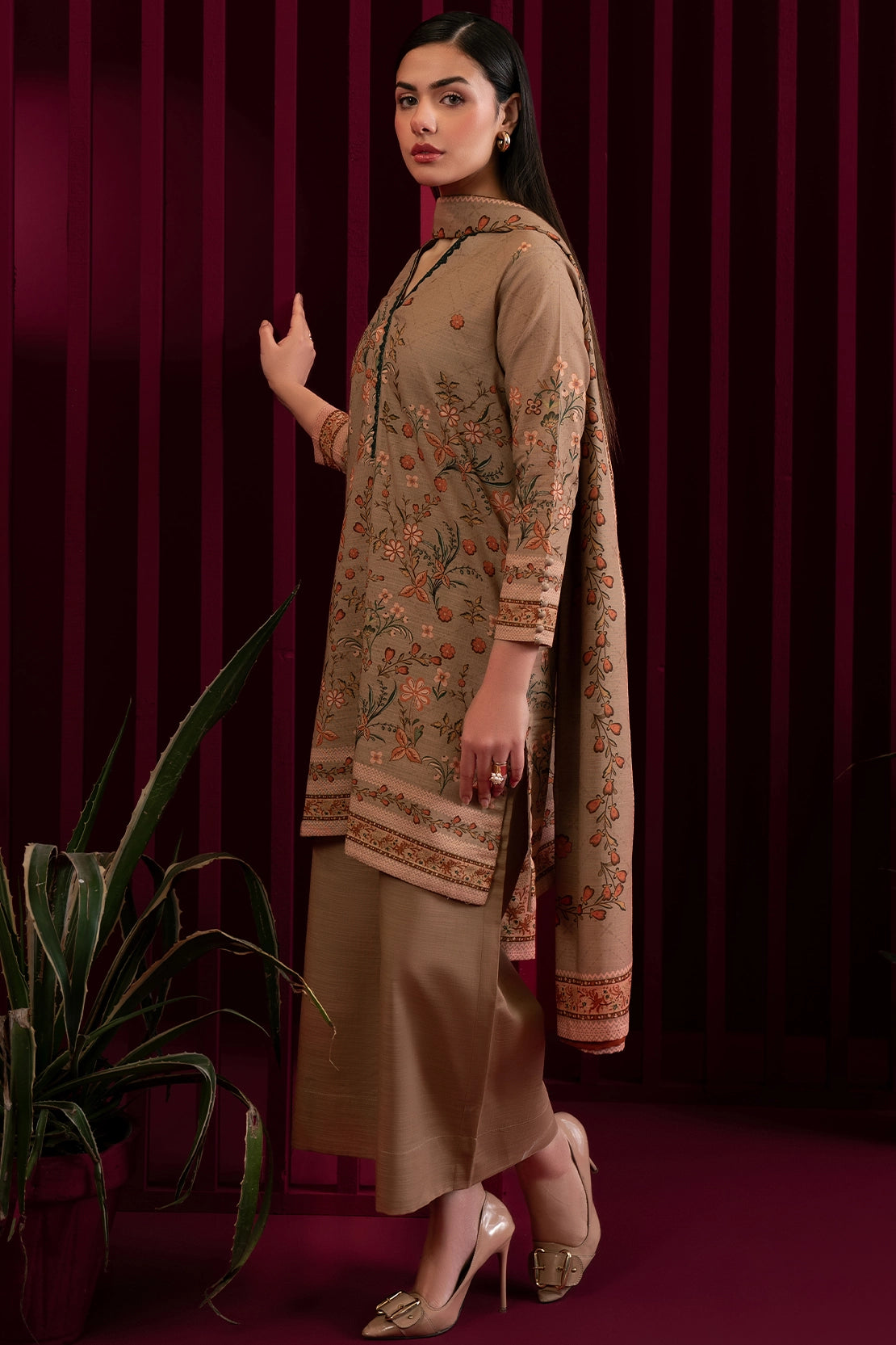 3 Piece - Digitally Printed Khaddar - 1018