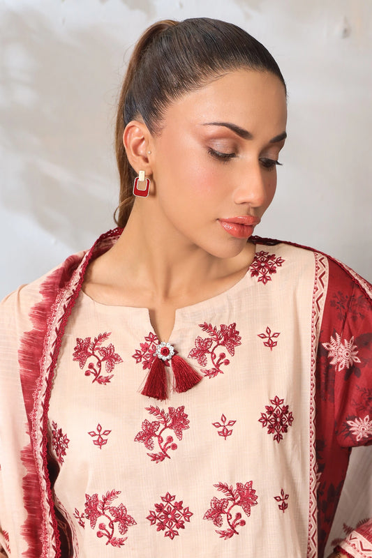 3 PIECE - PREMIUM EMBROIDERED LAWN - 9098