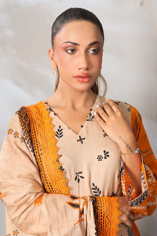 3 PIECE - PREMIUM EMBROIDERED LAWN - 9099