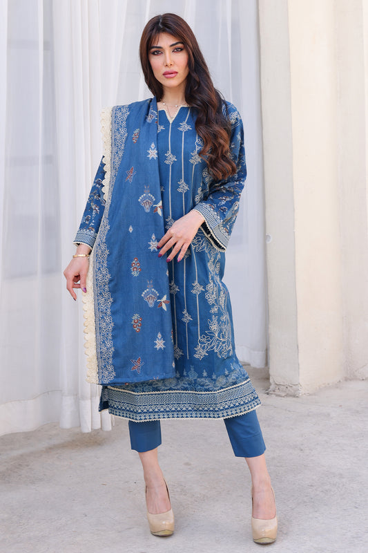 3 PIECE - PREMIUM EMBROIDERED KHADDAR - 8355