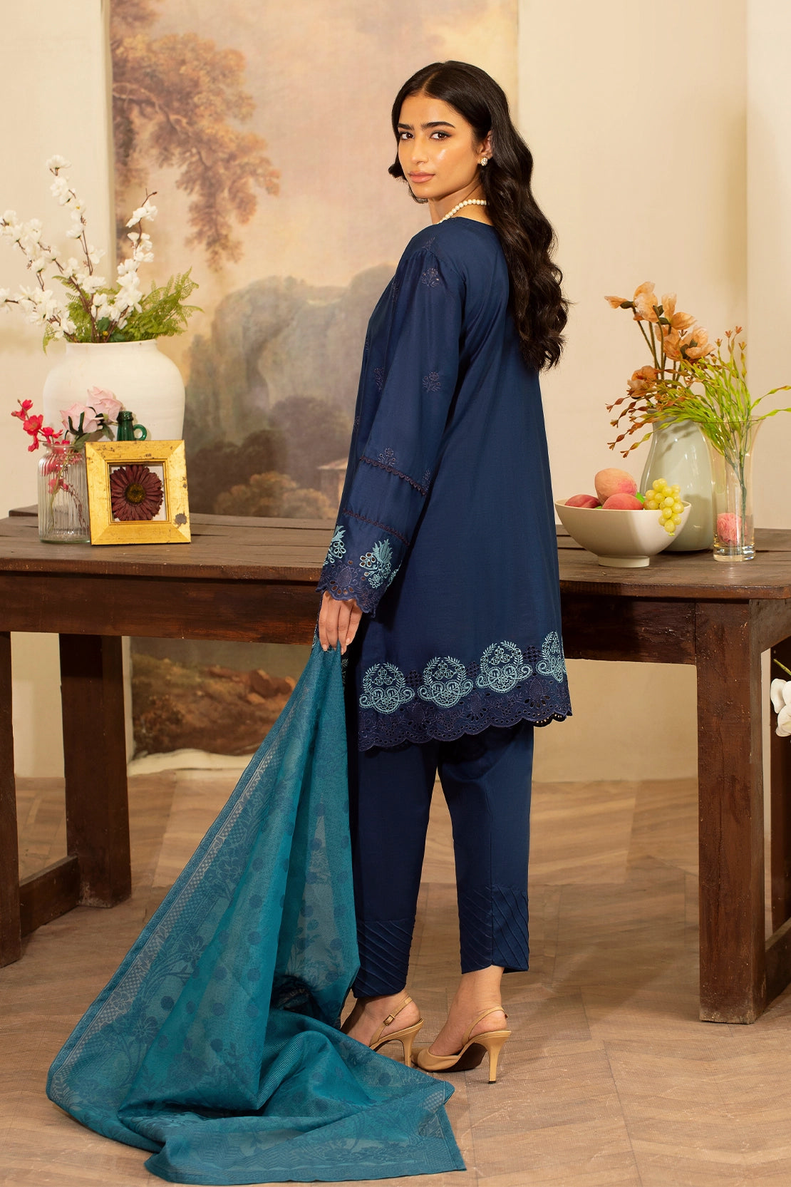 3 Piece- Premium Embroidered Lawn - 3719