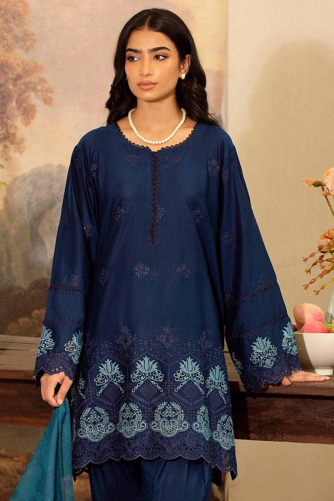 3 Piece- Premium Embroidered Lawn - 3719