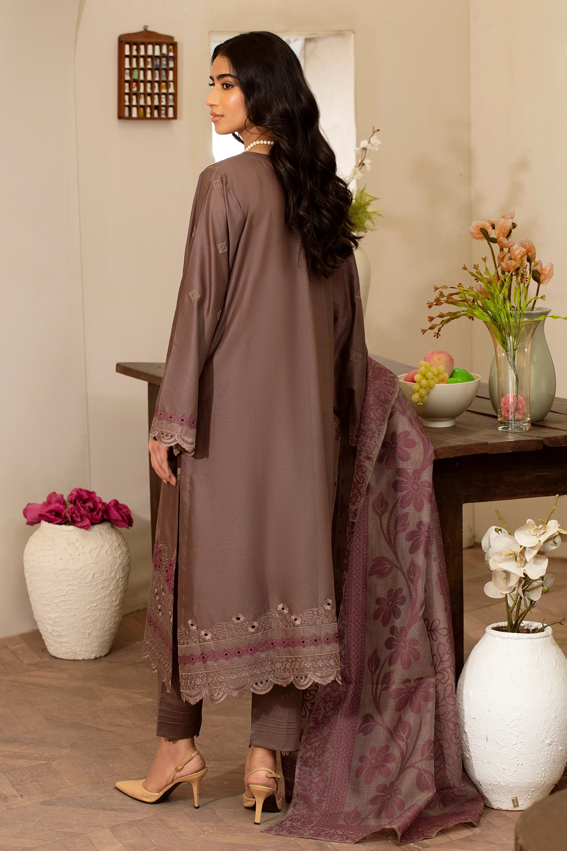 3 Piece- Premium Embroidered Lawn - 3711