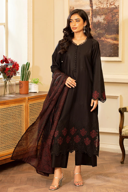 3 Piece- Premium Embroidered Lawn - 3713