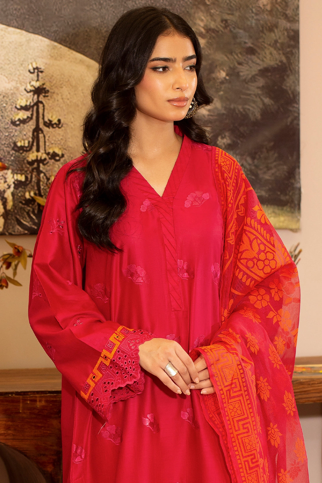 3 Piece- Premium Embroidered Lawn - 3714