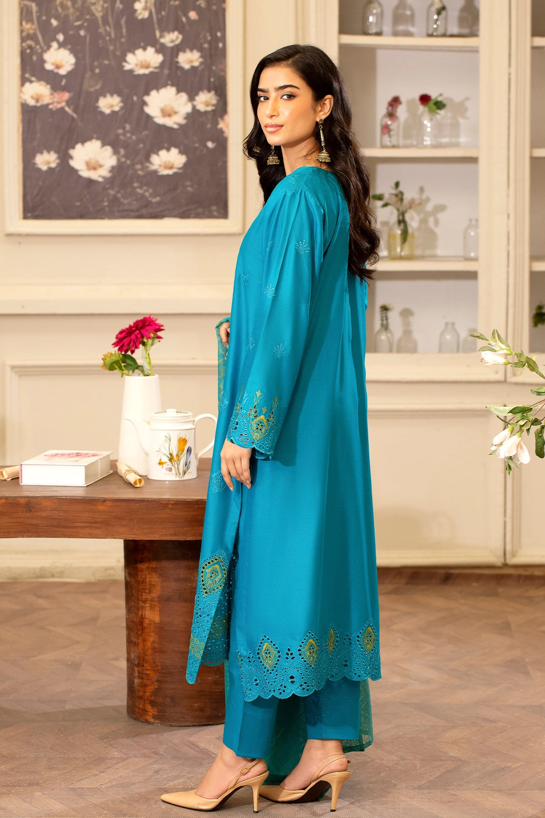 3 Piece- Premium Embroidered Lawn - 3715