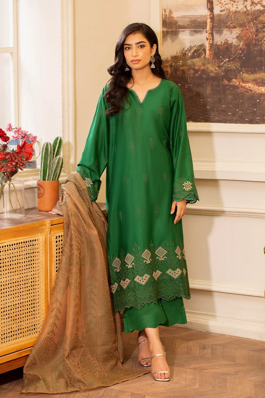 3 Piece- Premium Embroidered Lawn - 3717