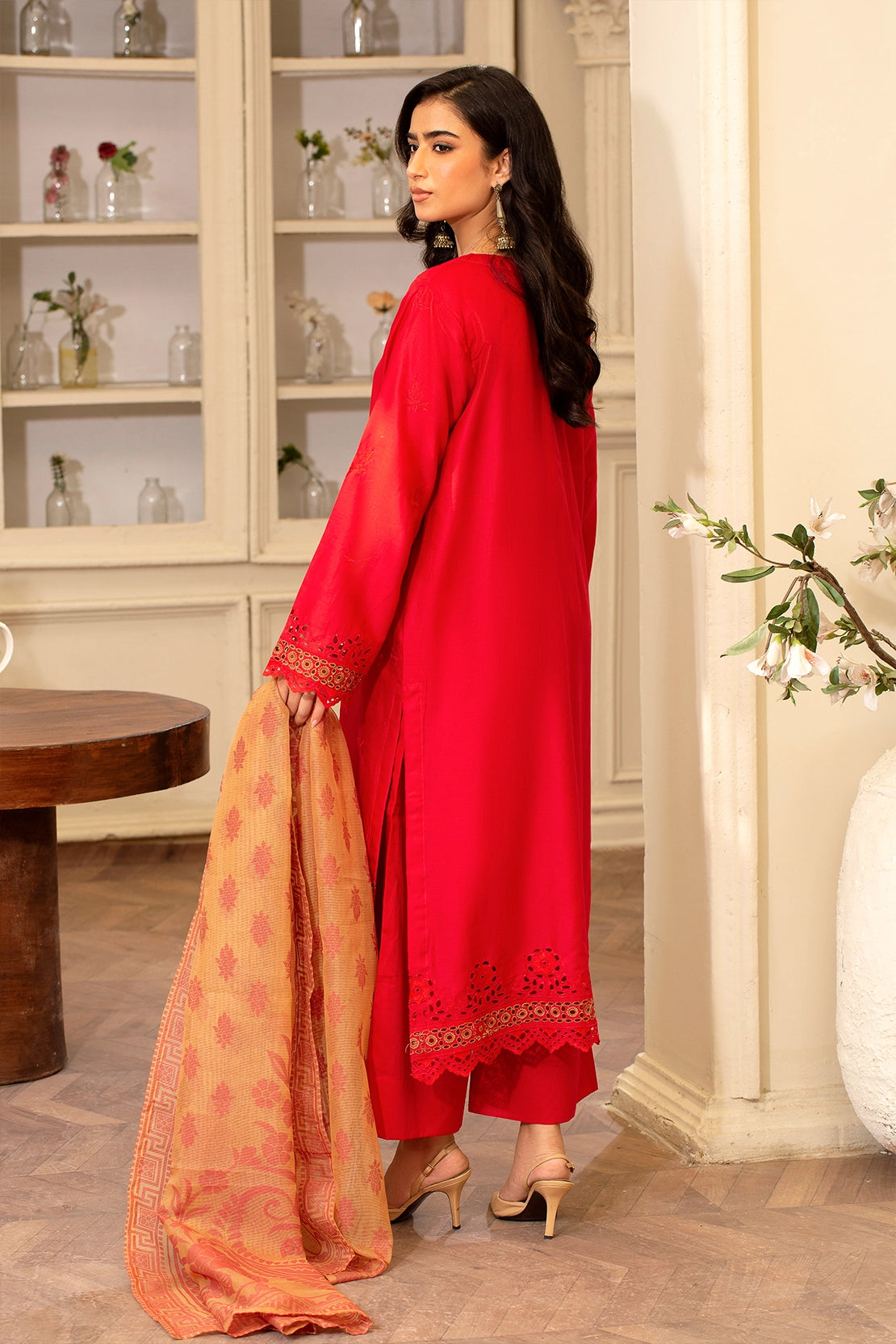 3 Piece- Premium Embroidered Lawn - 3718