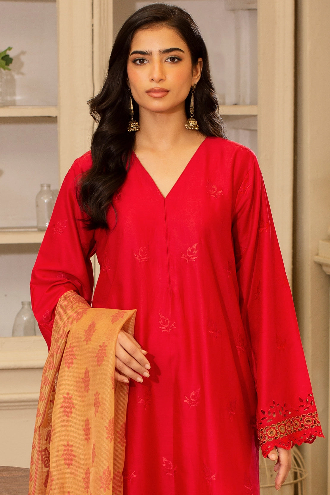 3 Piece- Premium Embroidered Lawn - 3718