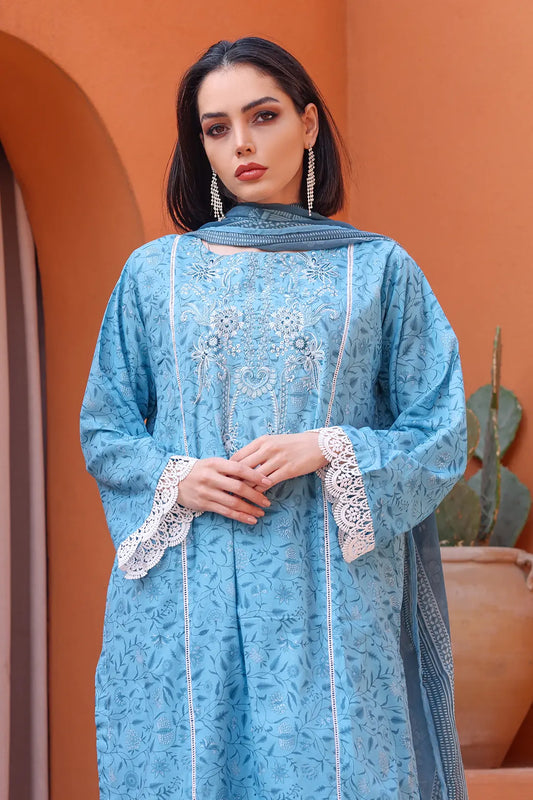 3 Piece - Embroidered Lawn - 8157