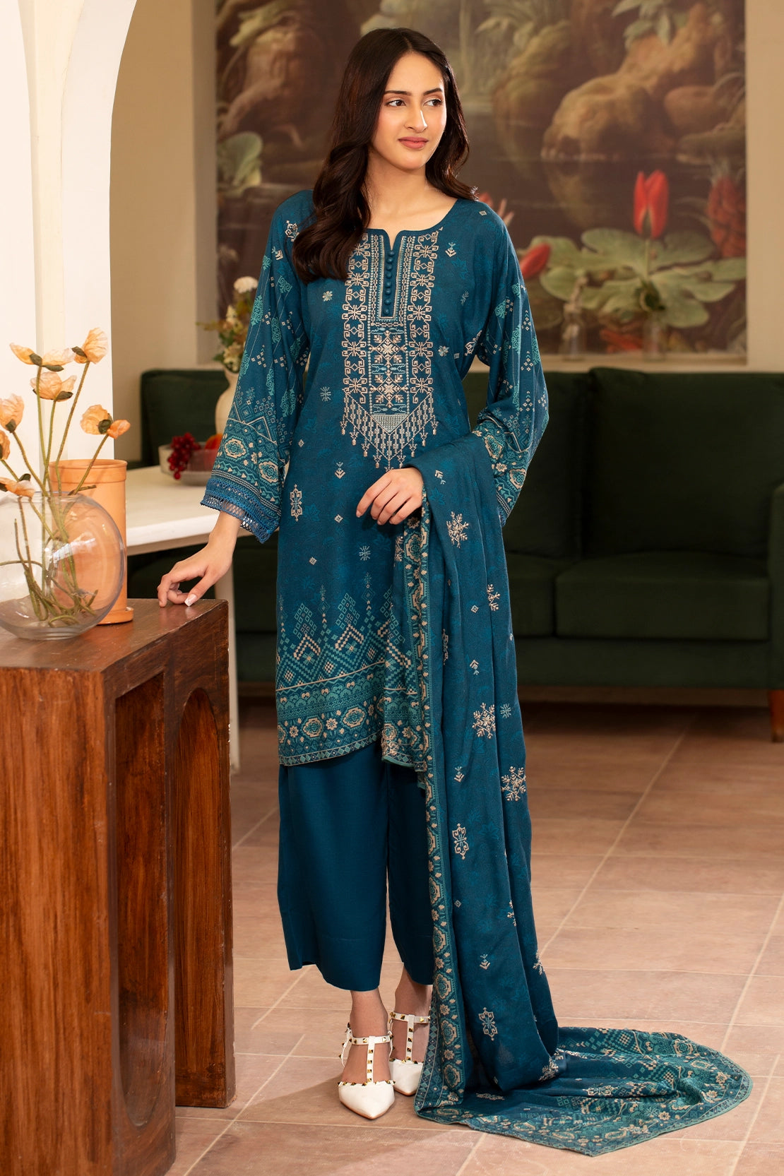3 PIECE - PREMIUM EMBROIDERED KARANDI - 181