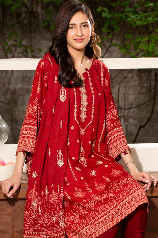 3 PIECE - PREMIUM EMBROIDERED KARANDI - 182