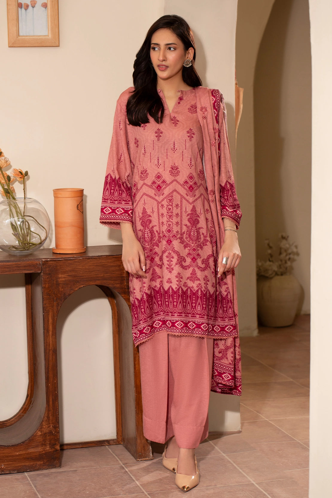 3 PIECE - PREMIUM EMBROIDERED KARANDI - 187