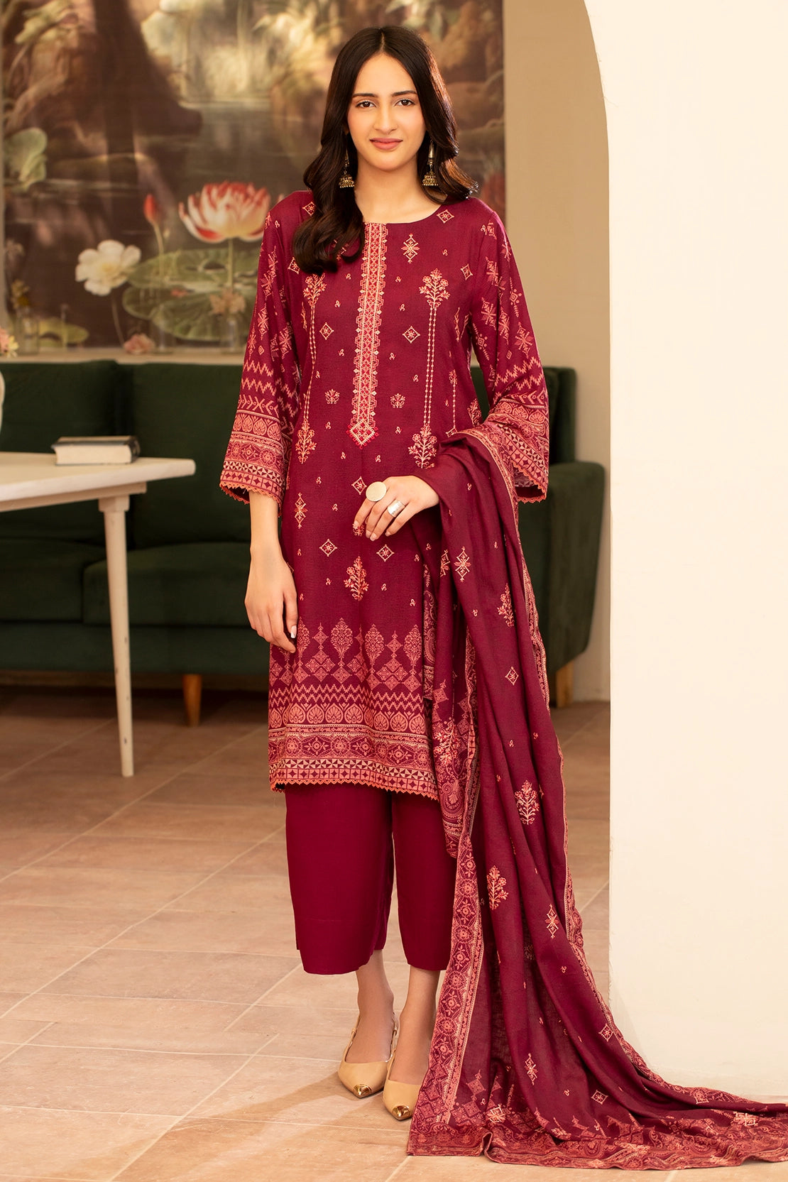 3 PIECE - PREMIUM EMBROIDERED KARANDI - 188