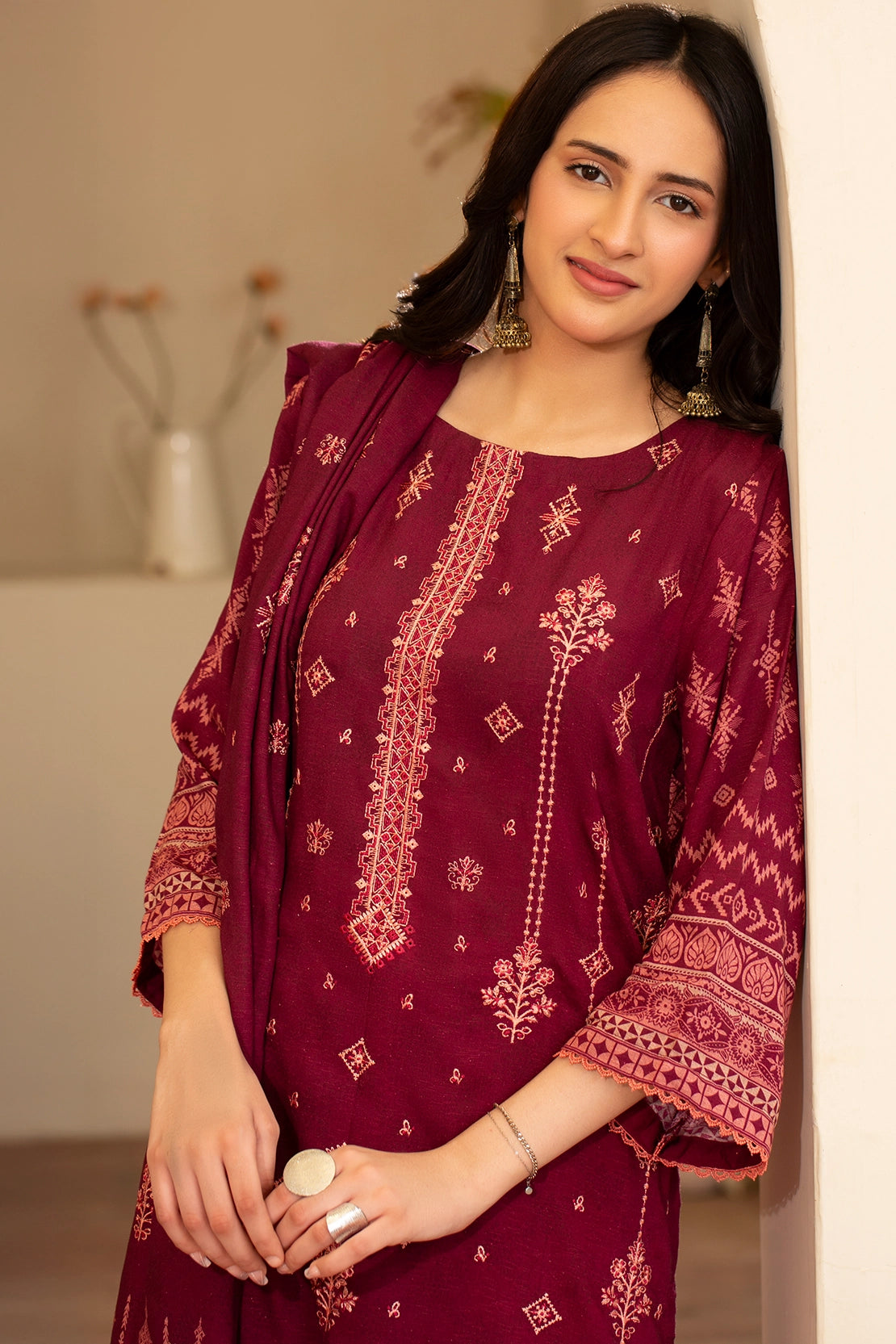 3 PIECE - PREMIUM EMBROIDERED KARANDI - 188