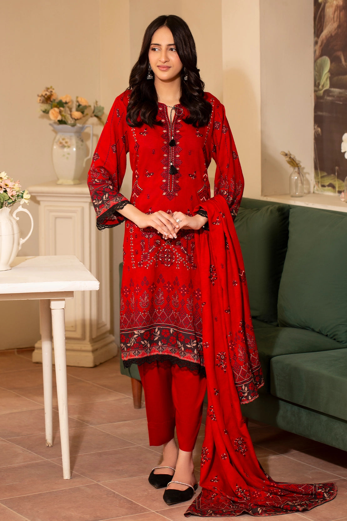 3 PIECE - PREMIUM EMBROIDERED KARANDI - 189