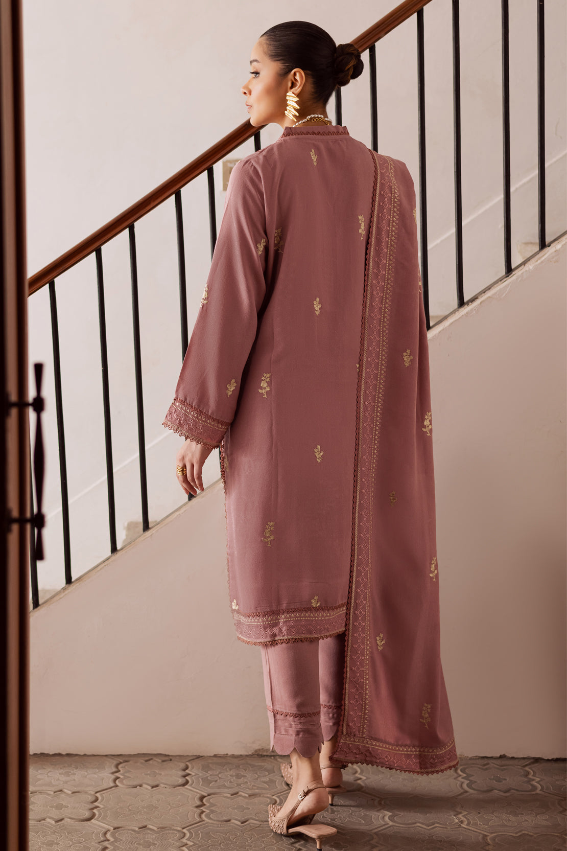 3 Piece - Premium Embroidered Karandi - 6666