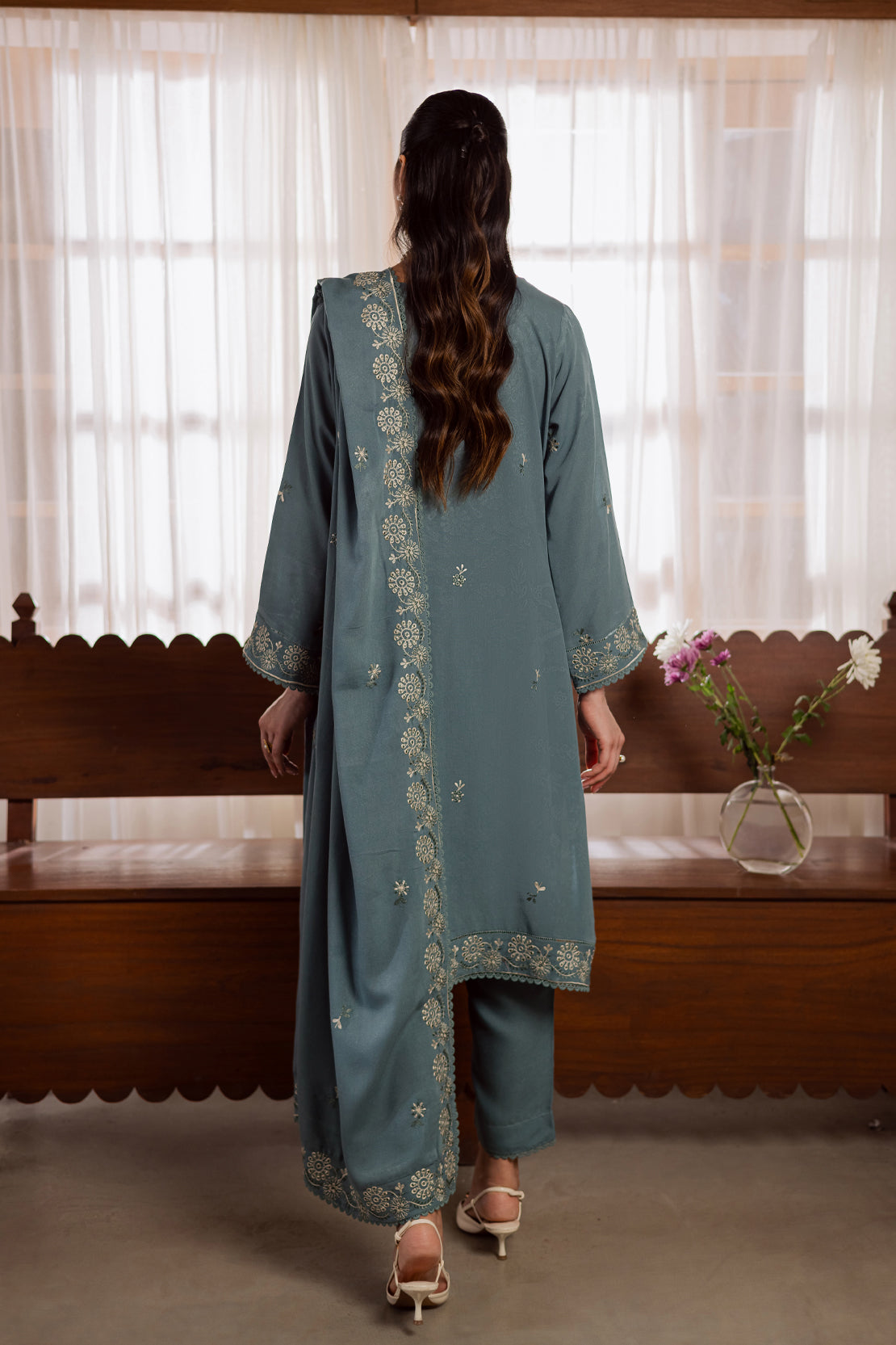 3 Piece - Premium Embroidered Karandi - 6663