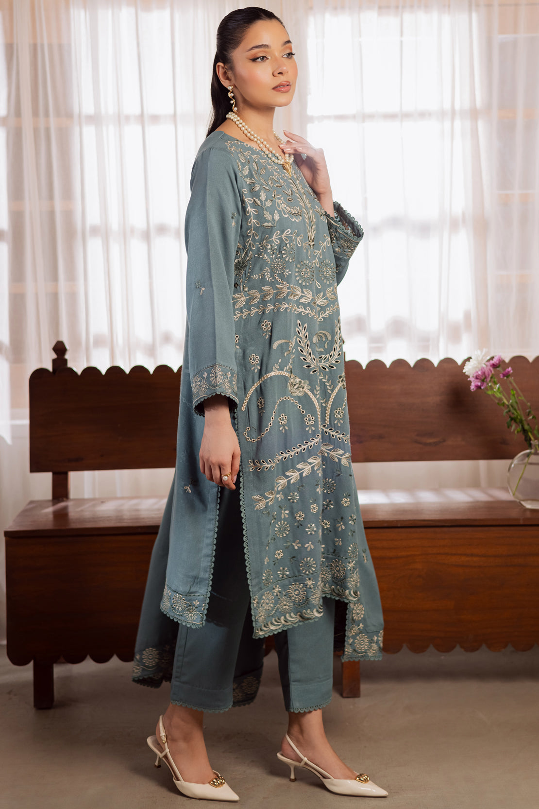 3 Piece - Premium Embroidered Karandi - 6663