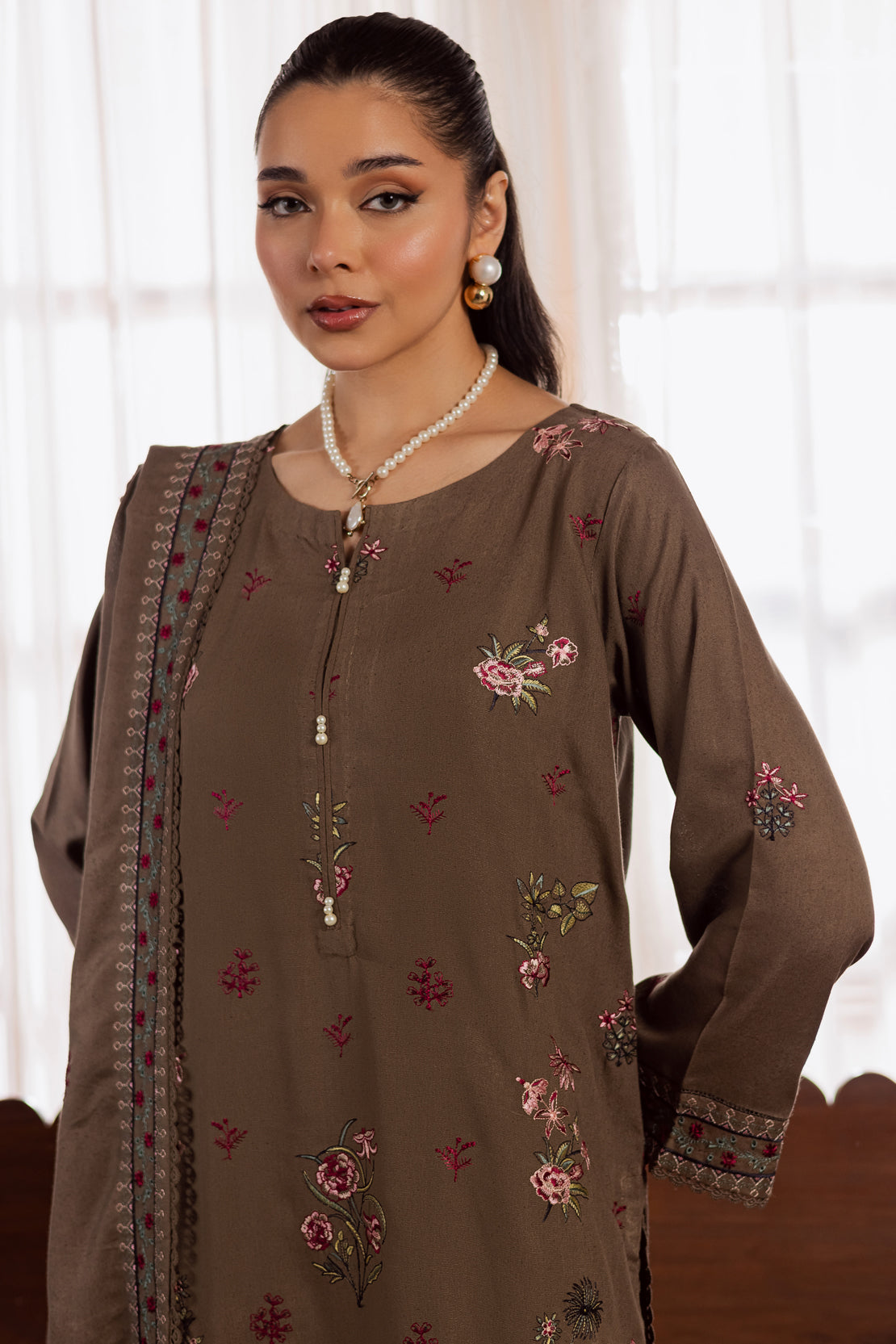 3 Piece - Premium Embroidered Karandi - 6664
