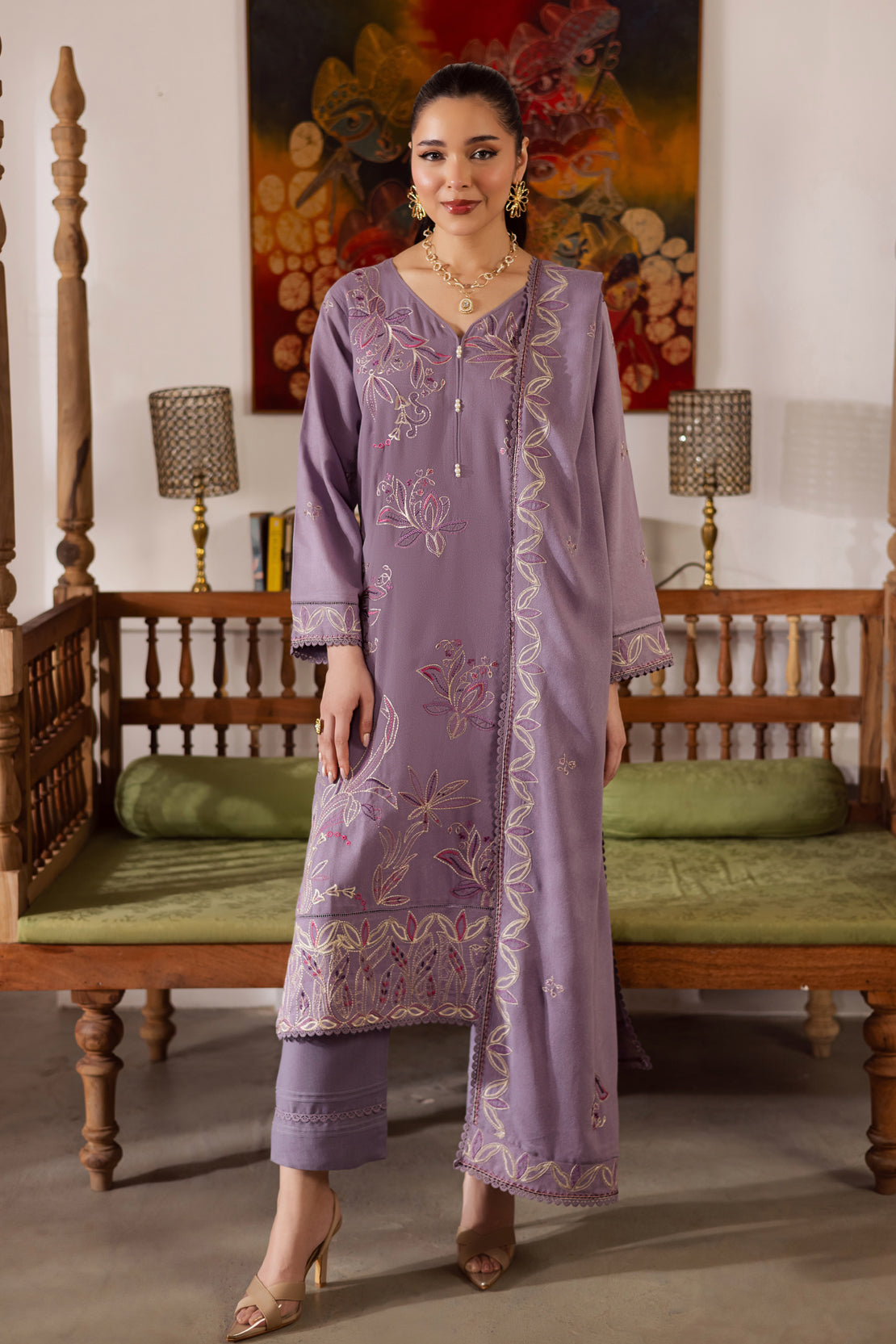 3 Piece - Premium Embroidered Karandi - 6669