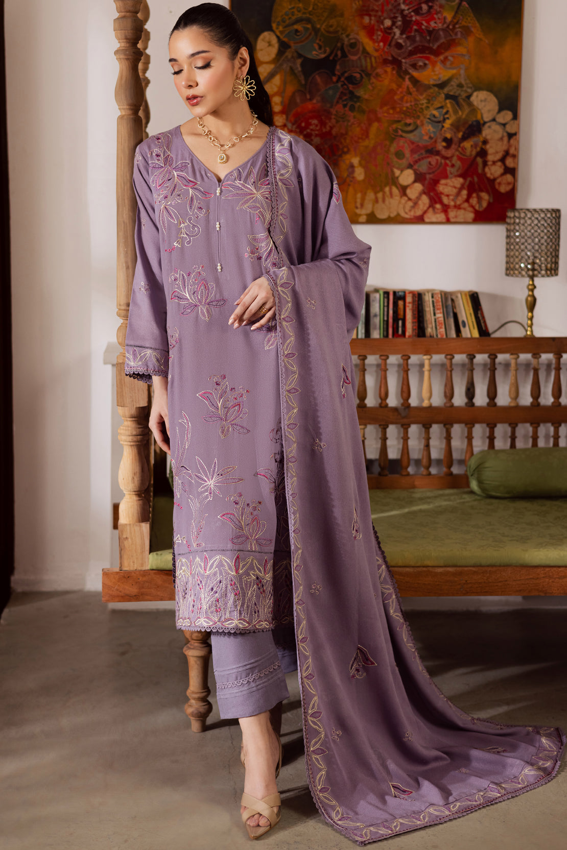 3 Piece - Premium Embroidered Karandi - 6669