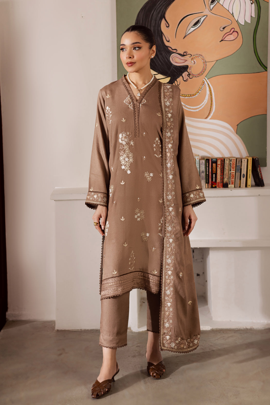 3 Piece - Premium Embroidered Karandi - 6668