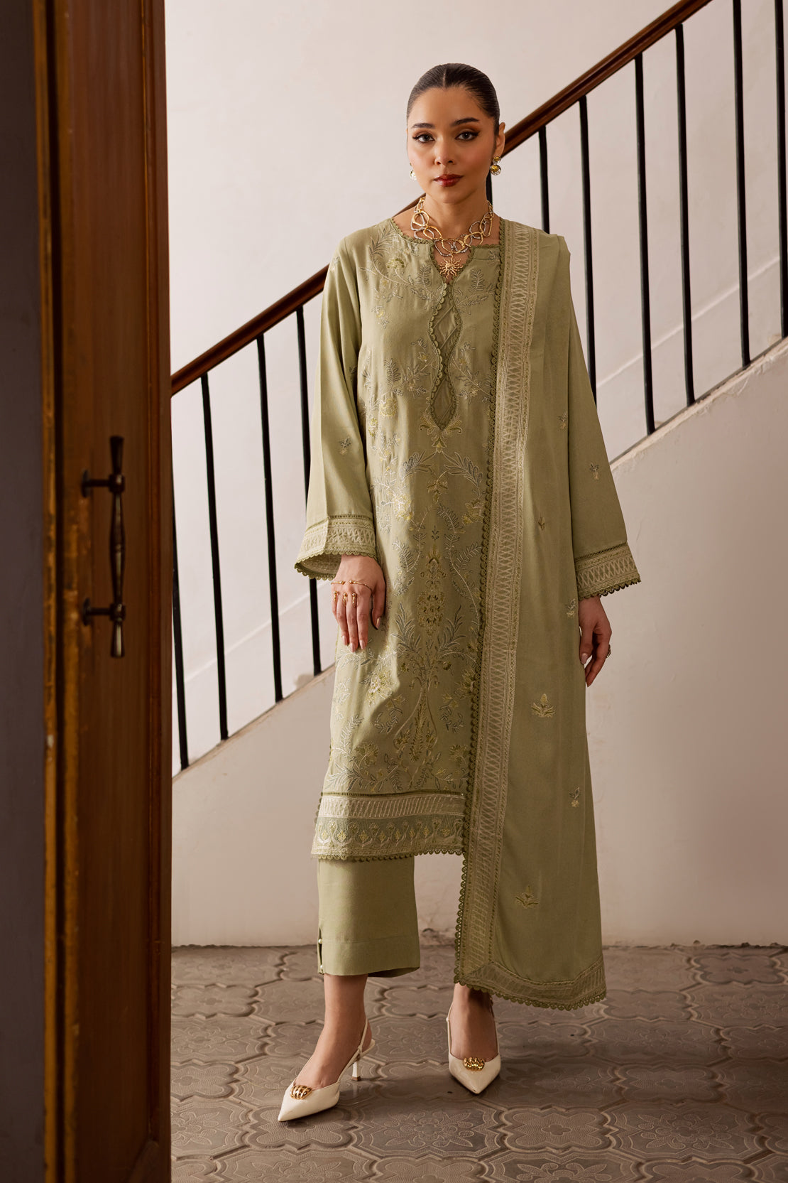 3 Piece - Premium Embroidered Karandi - 6670