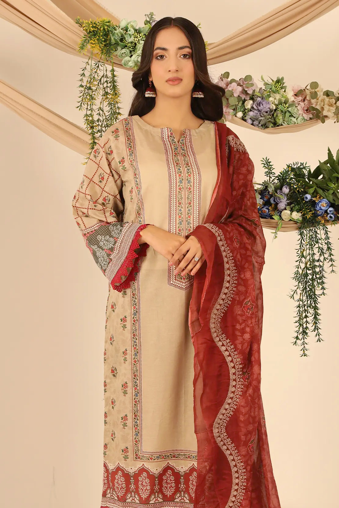 3 Piece - Digitally Printed Lawn - 7738