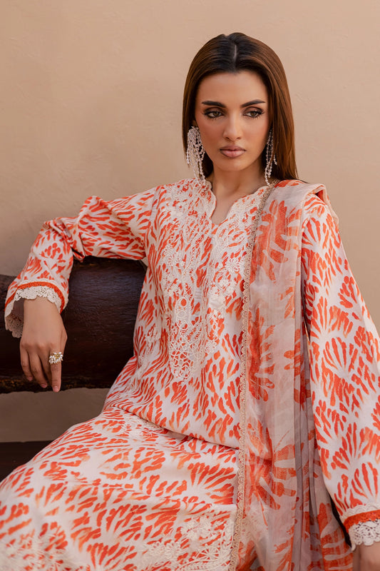 3 Piece - Premium Embroidered Lawn - 3732