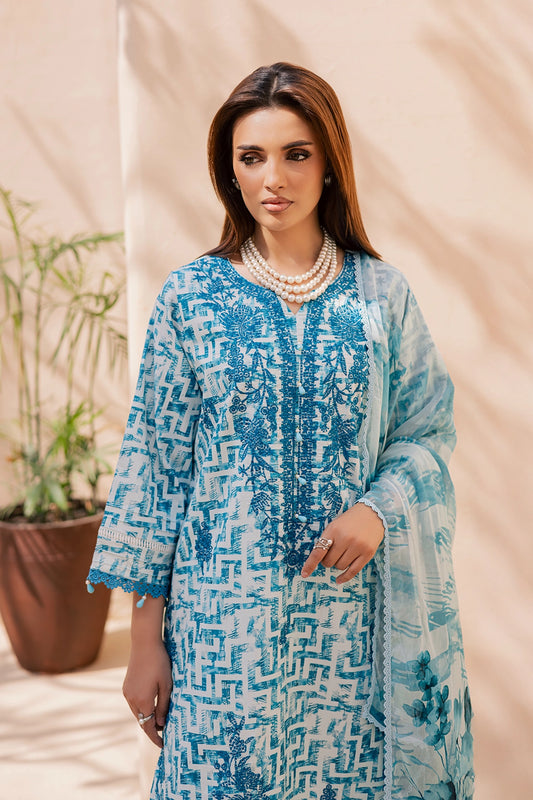 3 Piece - Premium Embroidered Lawn - 3733