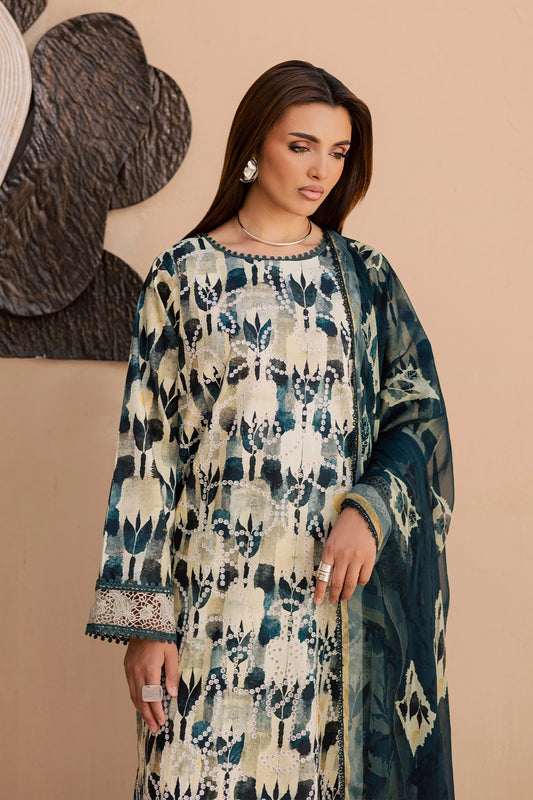 3 Piece - Premium Embroidered Lawn - 3738