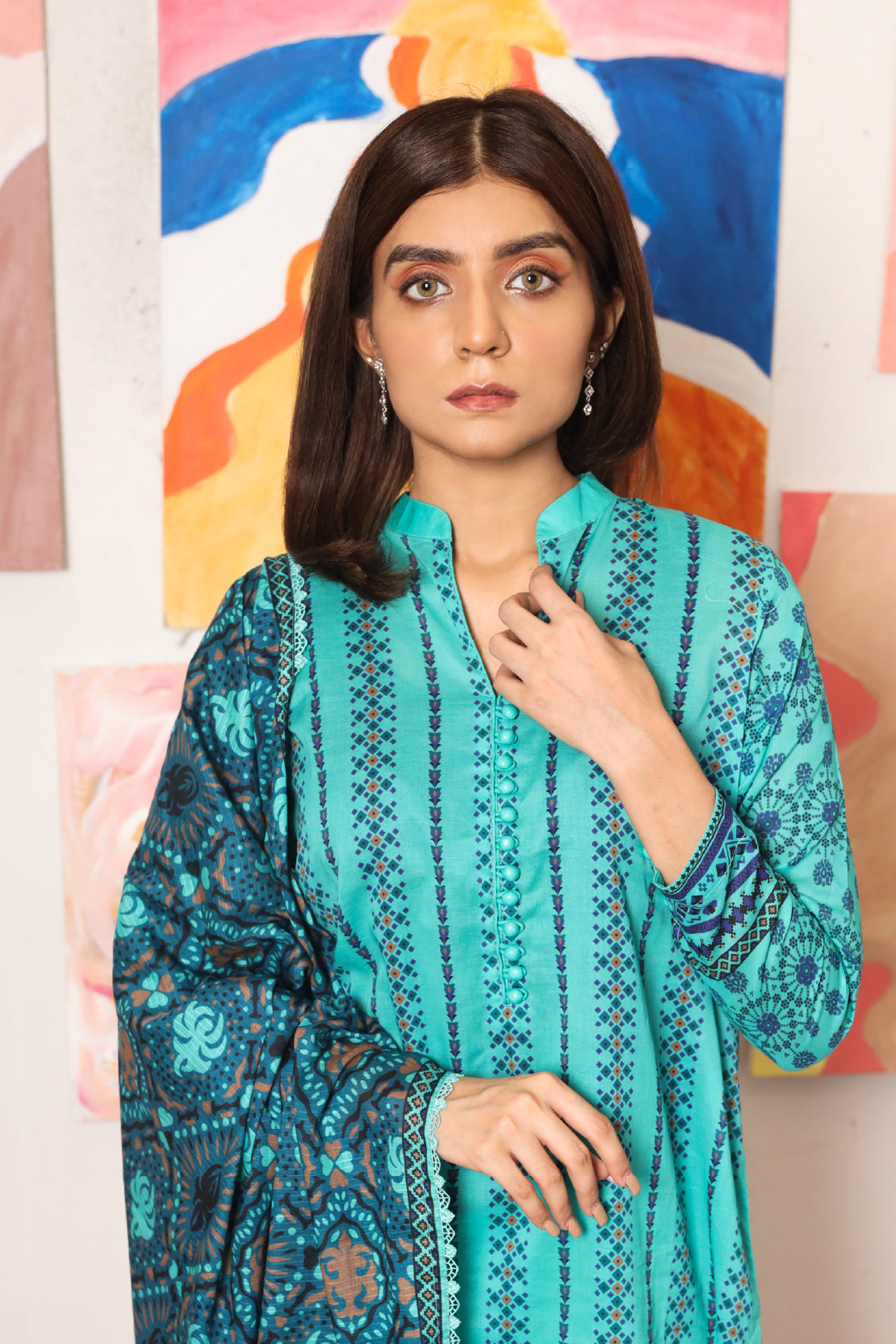 3 PIECE - DIGITALLY PRINTED PREMIUM LAWN - 2536 โ Rashid Tex