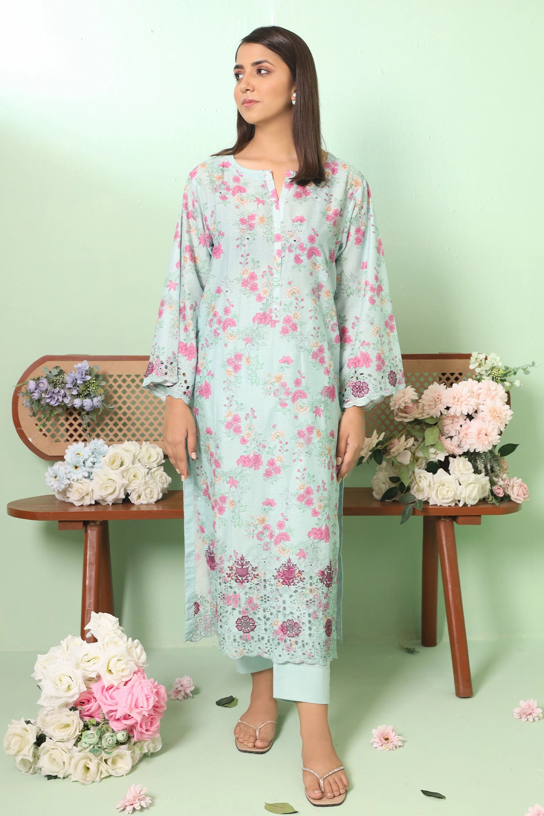 2 PIECE - PREMIUM EMBROIDERED LAWN - 8701