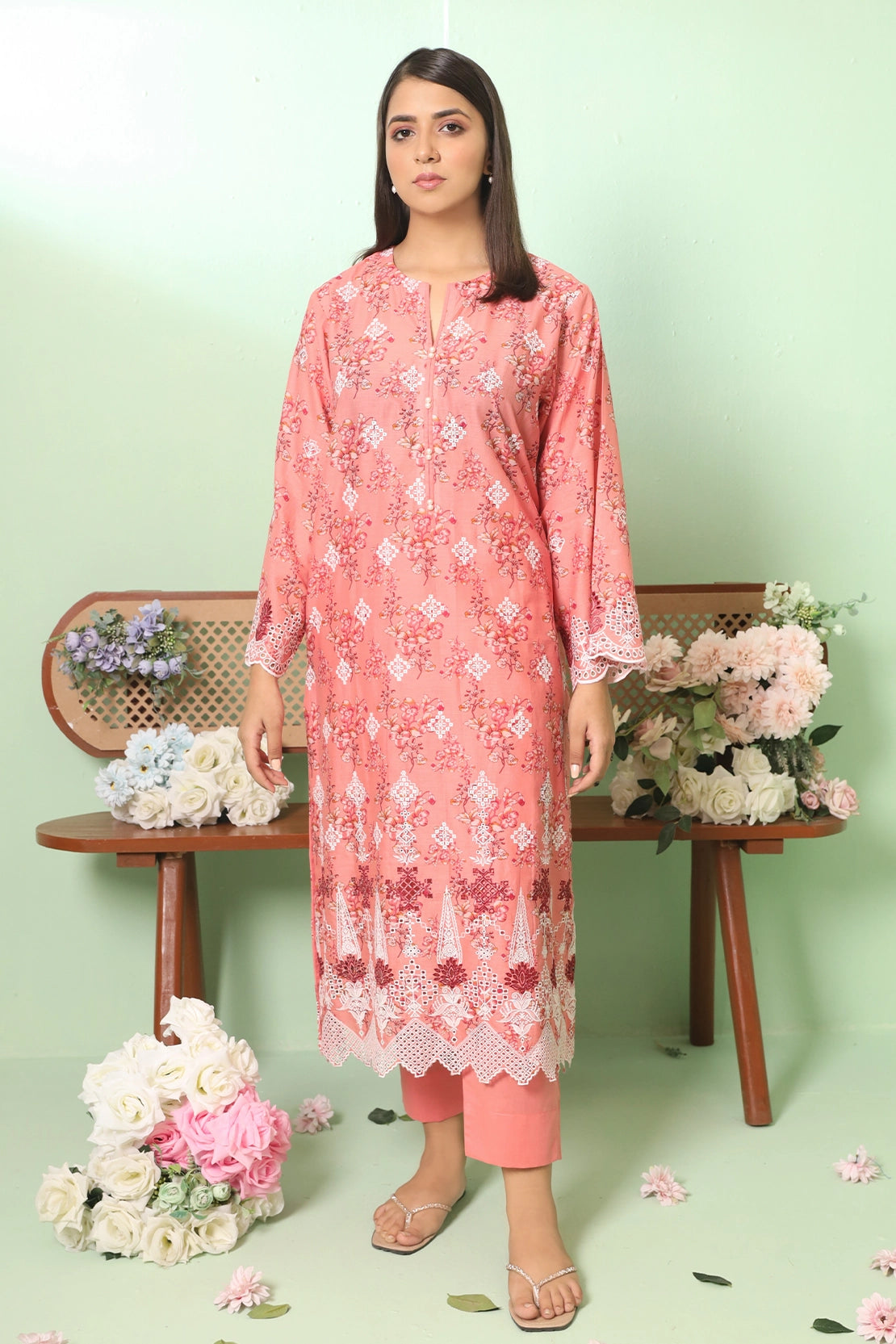 2 PIECE - PREMIUM EMBROIDERED LAWN - 8703