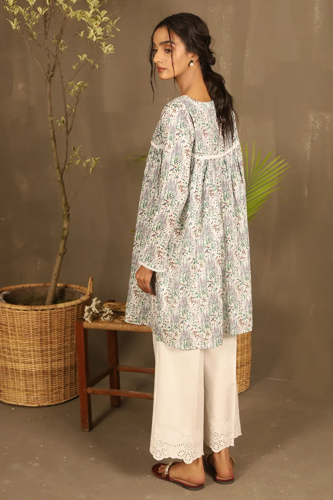 2 Piece - Printed Lawn Shirt with Embroidered Trouser - 7631