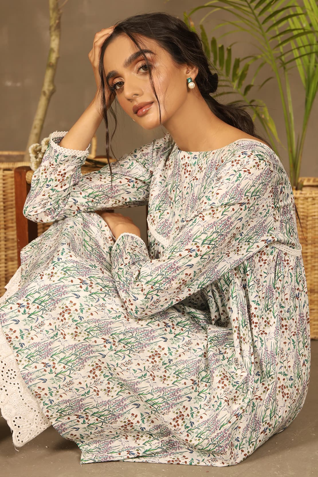 2 Piece - Printed Lawn Shirt with Embroidered Trouser - 7631